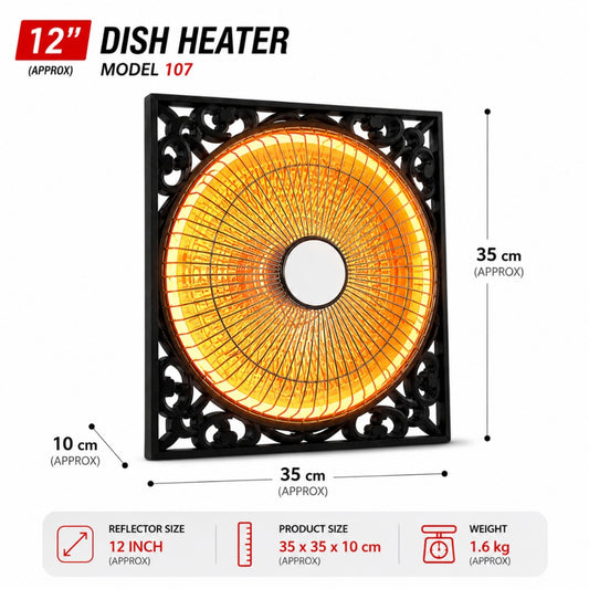 Orin 12 Inch Sun Dish Heater 600W - Classic Design