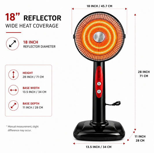 Orin 18 Inch Sun Dish Heater 1000W - Full Plastic Body