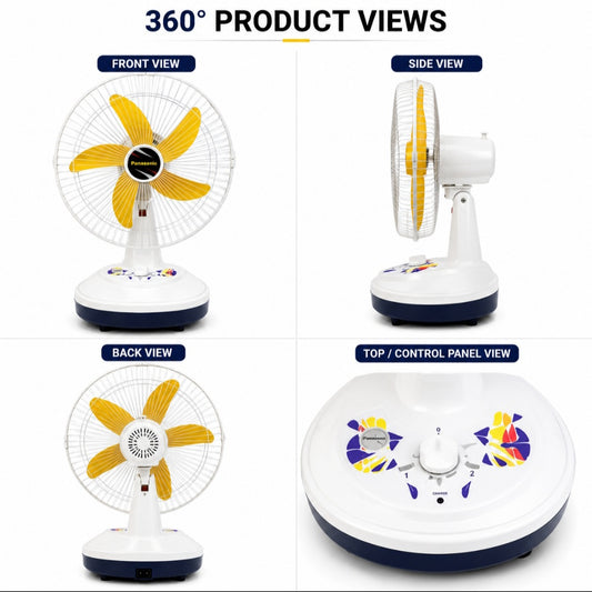 Orin 14" Rechargeable AC/DC Table Fan | 2 Speed | Oscillation | Pure Copper Motor