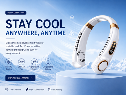 Orin Portable Bladeless Neck Fan – Rechargeable 5-Speed Wearable Cooling Fan with Digital Display