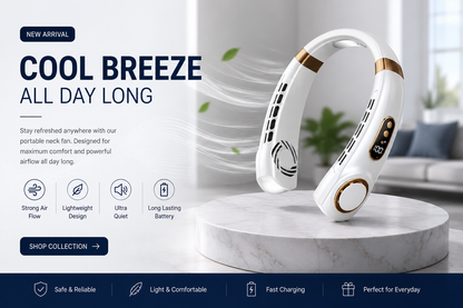 Orin Portable Bladeless Neck Fan – Rechargeable 5-Speed Wearable Cooling Fan with Digital Display