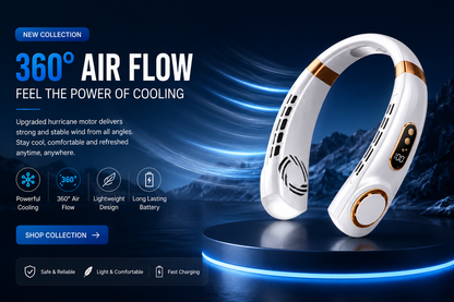 Orin Portable Bladeless Neck Fan – Rechargeable 5-Speed Wearable Cooling Fan with Digital Display