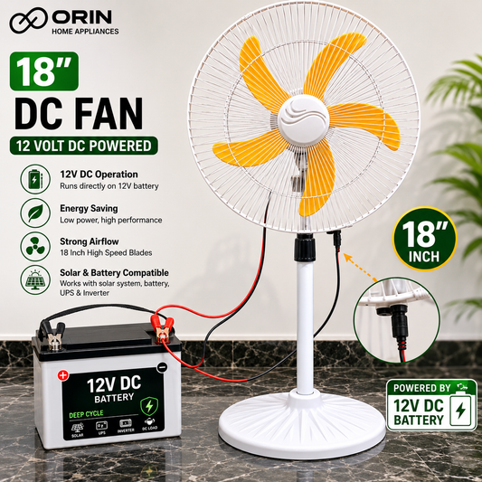 ORIN Solar DC Fan 18" – 12V High-Speed Cooling Fan (Without Adapter)