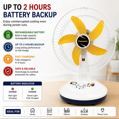 Orin 14" Rechargeable AC/DC Table Fan | 2 Speed | Oscillation | Pure Copper Motor