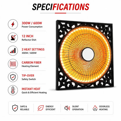 Orin 12 Inch Sun Dish Heater 600W - Classic Design