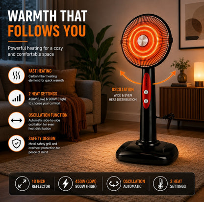 Orin 18 Inch Sun Dish Heater 1000W - Full Plastic Body