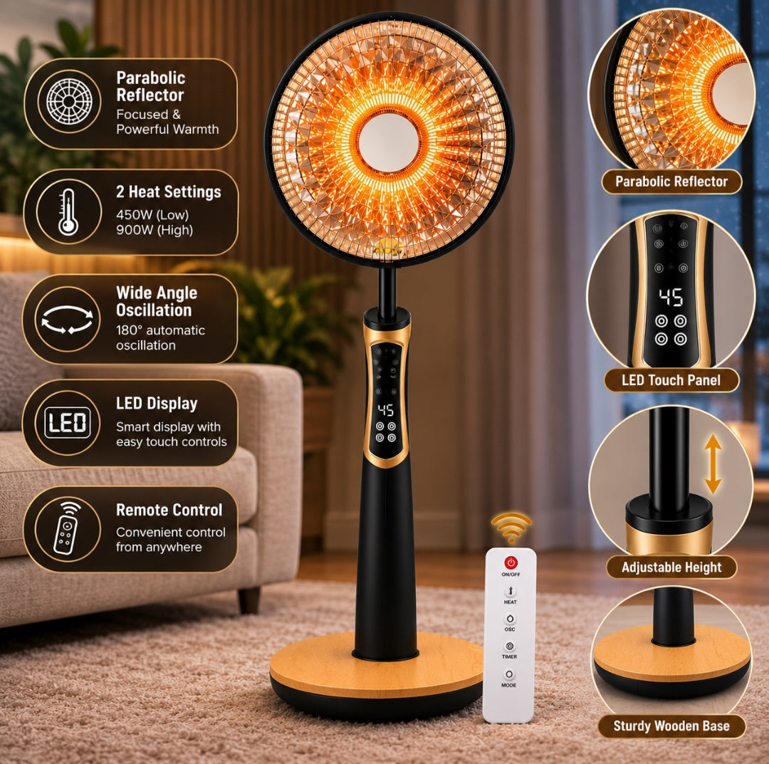 Premium 18 Inch Pedestal Rod Heater with Remote Control