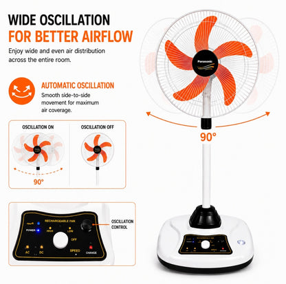 Orin 18" Rechargeable AC/DC Fan with Light – New Model