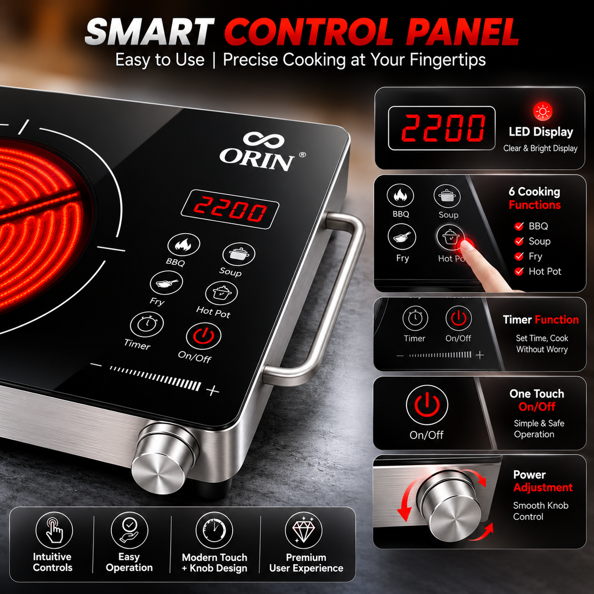 ORIN Hot Plate | Single Burner Hot Plate | Ideal For Home &amp; Outdoor Use