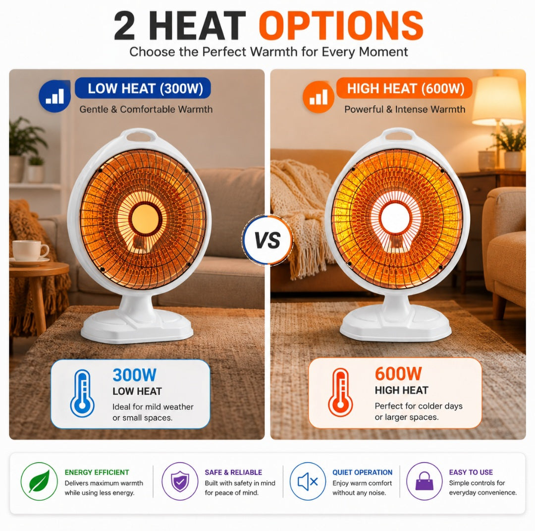 Orin 12 Inch Sun Dish Heater 600W - Sleek Design