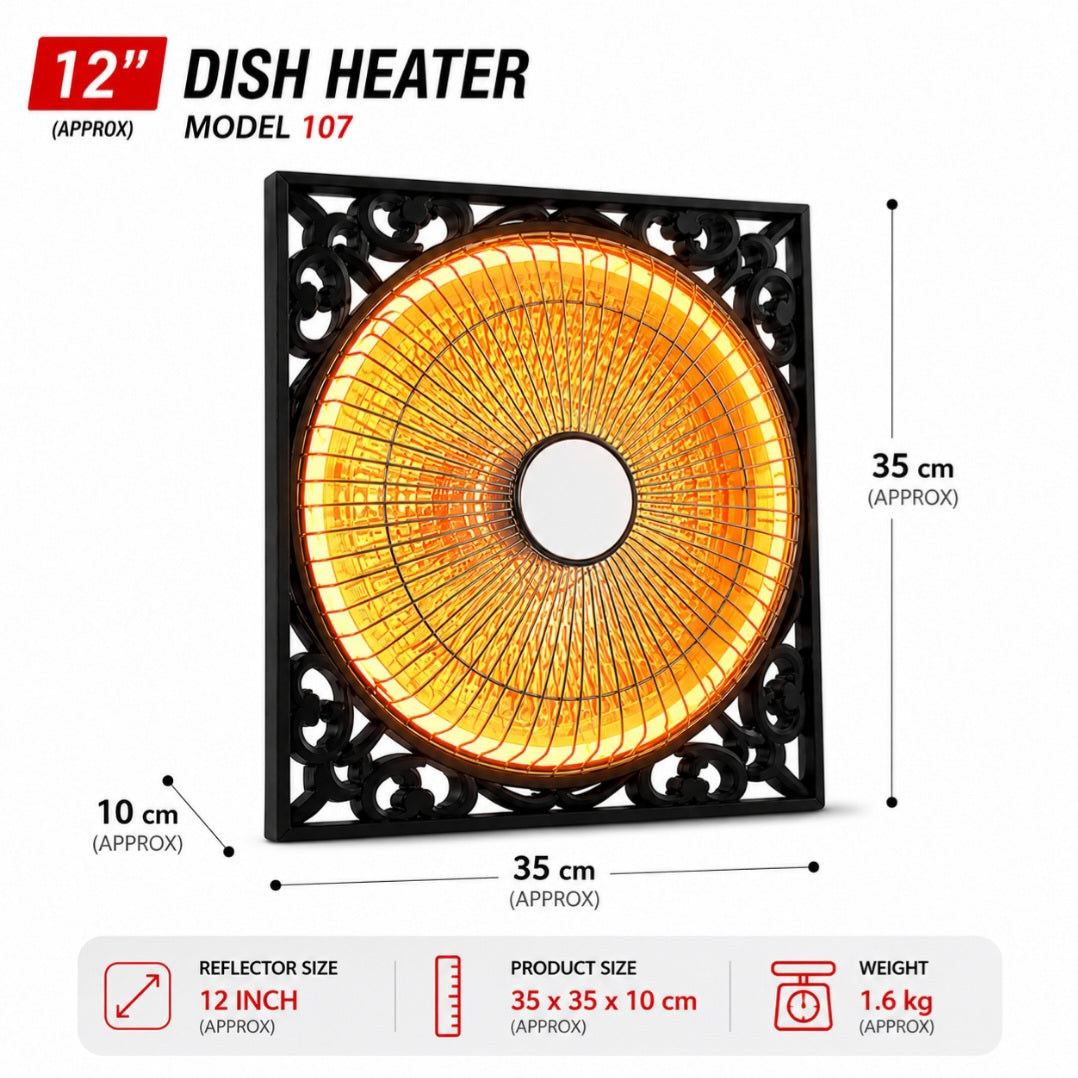 Orin 12 Inch Sun Dish Heater 600W - Classic Design