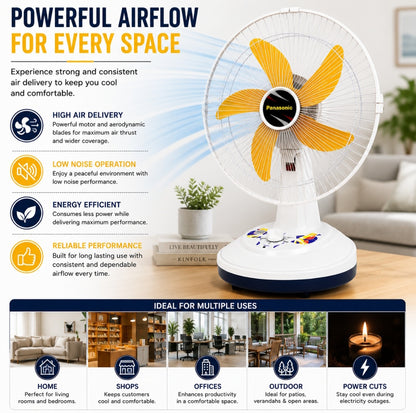 Orin 14" Rechargeable AC/DC Table Fan | 2 Speed | Oscillation | Pure Copper Motor