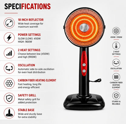 Orin 18 Inch Sun Dish Heater 1000W - Full Plastic Body
