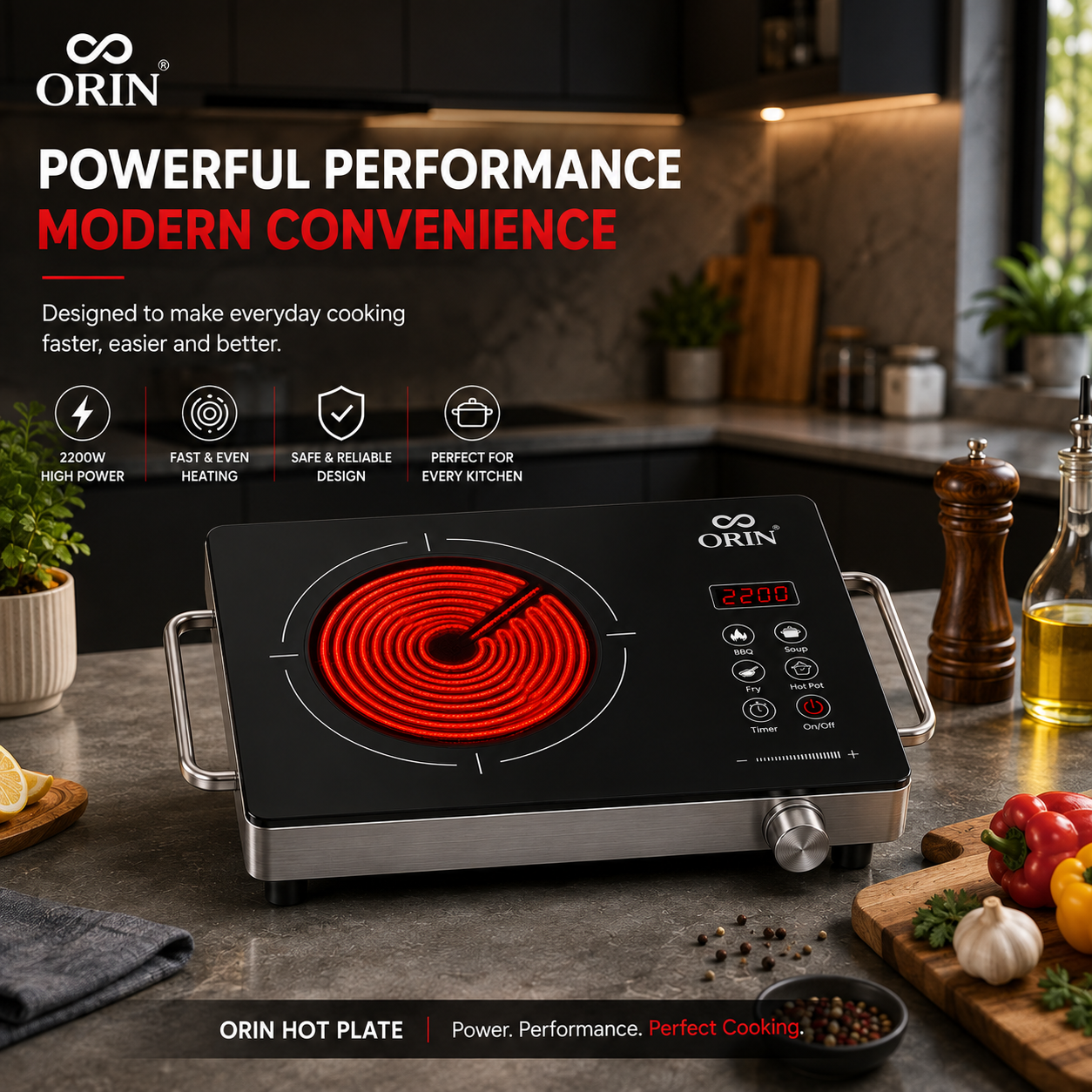 ORIN Hot Plate | Single Burner Hot Plate | Ideal For Home &amp; Outdoor Use