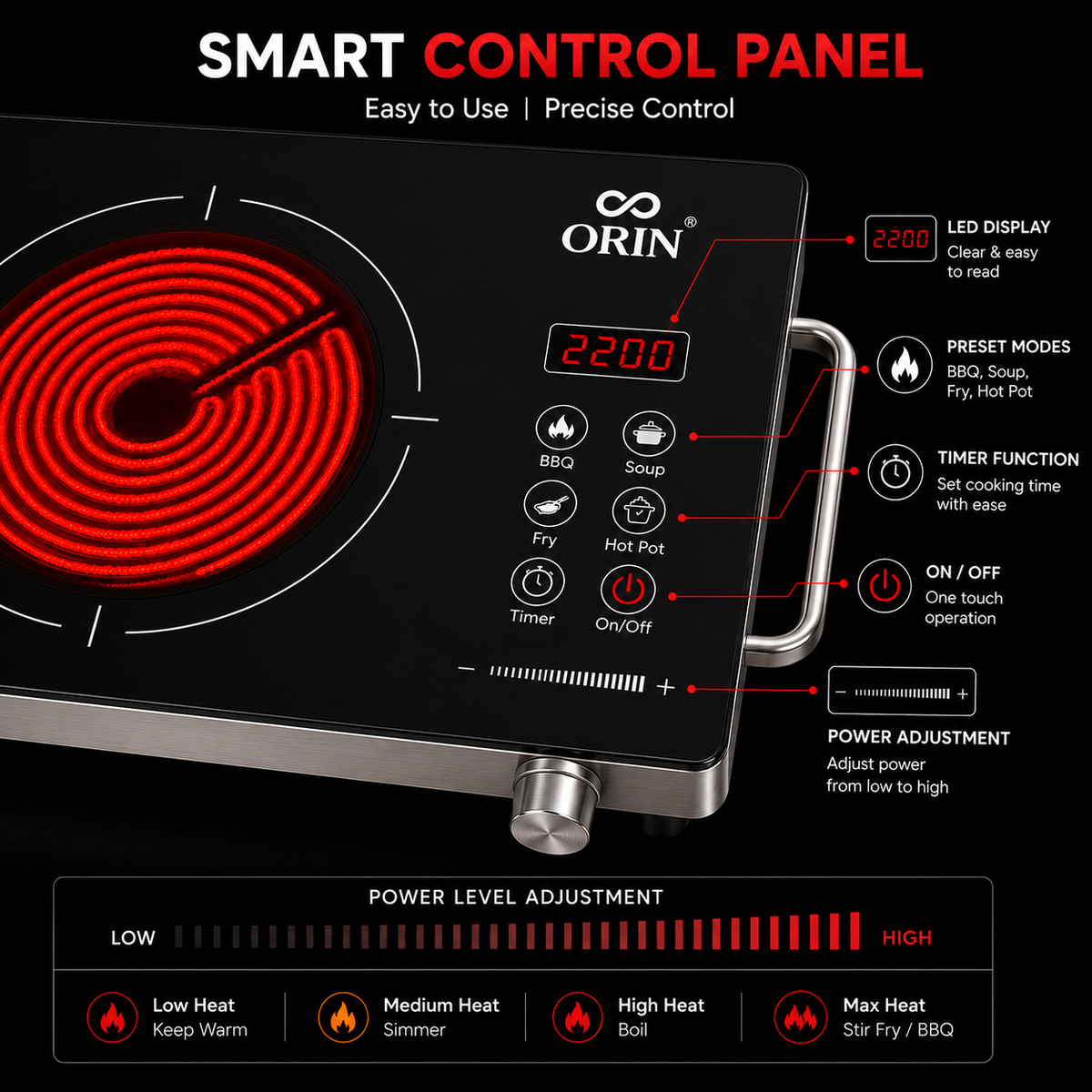 ORIN Hot Plate | Single Burner Hot Plate | Ideal For Home &amp; Outdoor Use