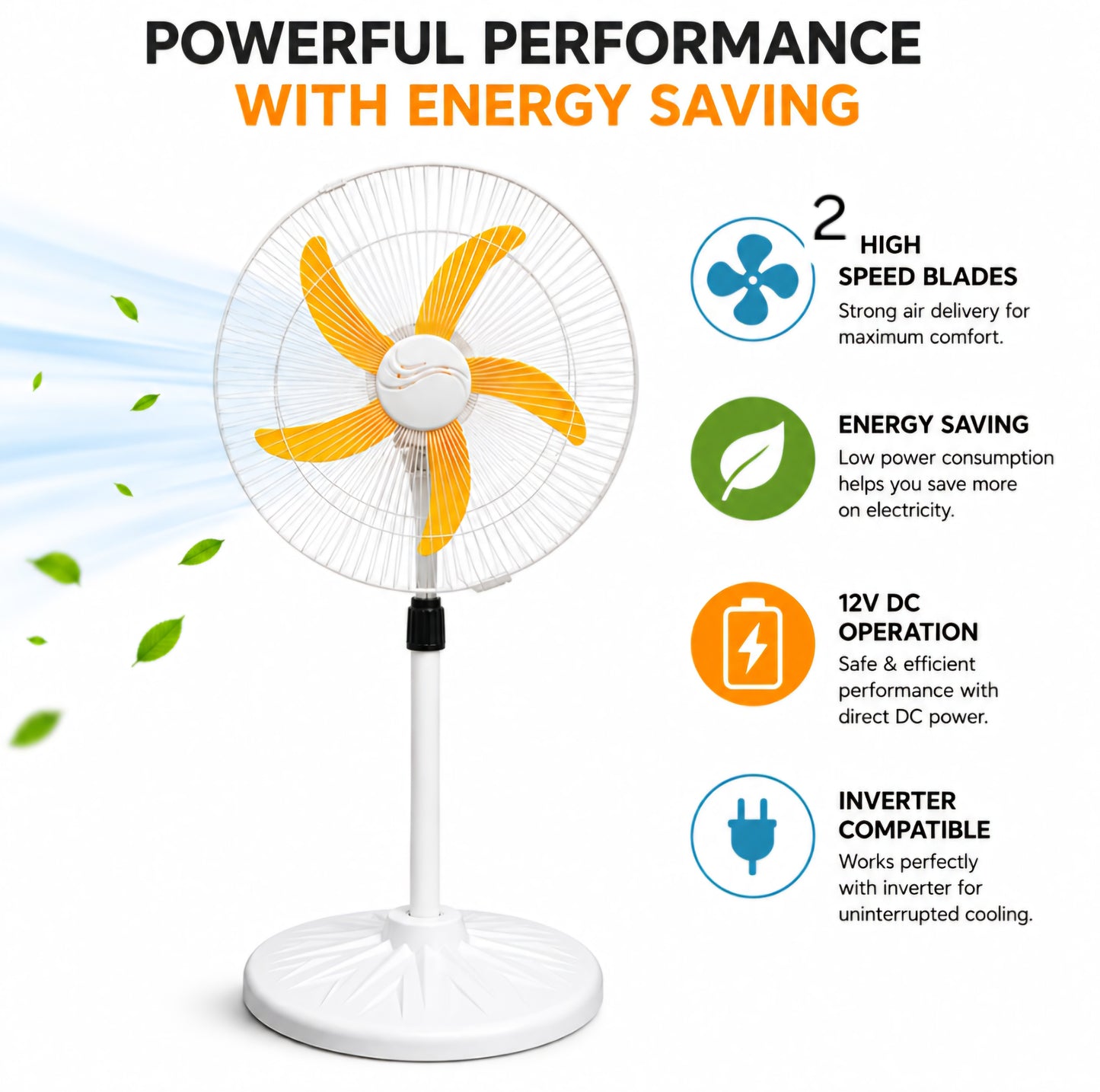 ORIN Inverter Fan 18" – High-Speed Energy-Saving Pedestal Fan - Ac/dc Pedastal fan