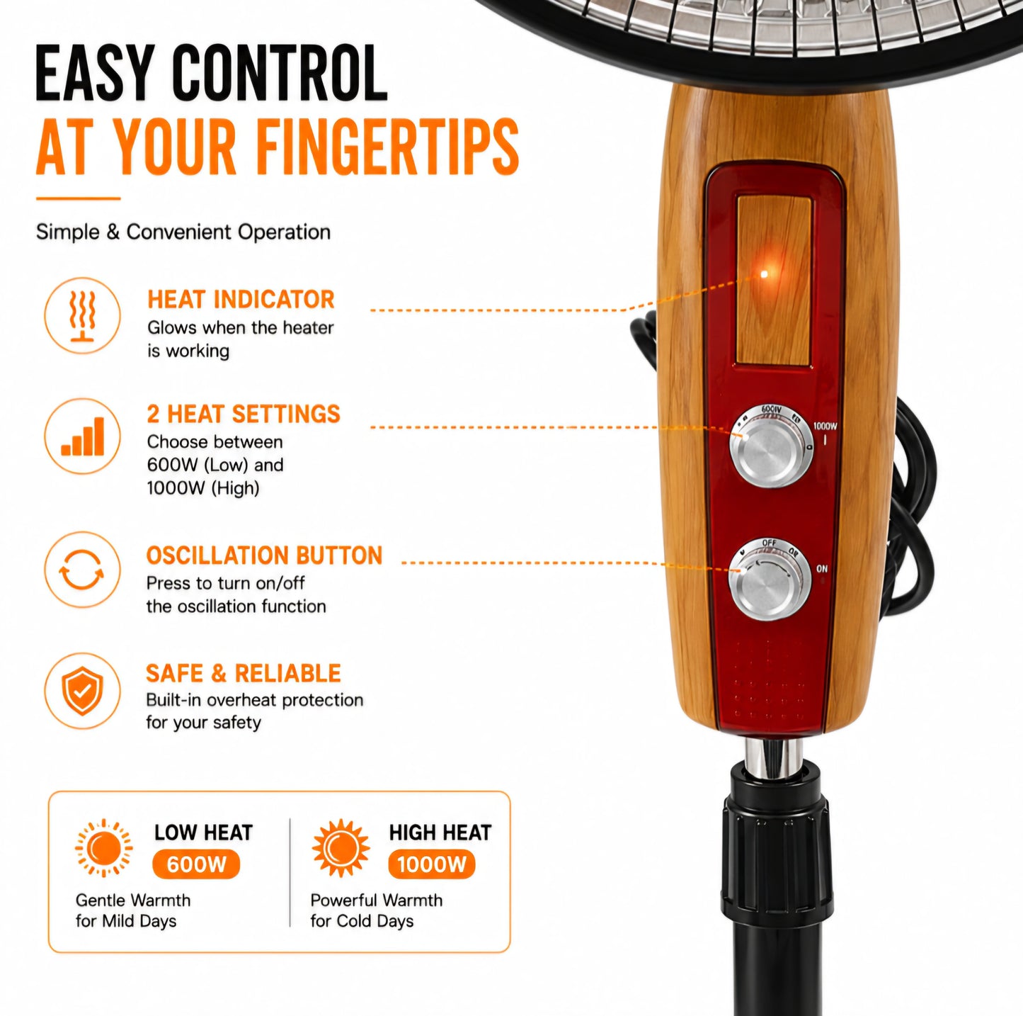 Orin Big Sun Heater 900W - Parabolic Dish Heater