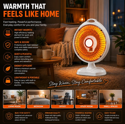 Orin 12 Inch Sun Dish Heater 600W - Sleek Design