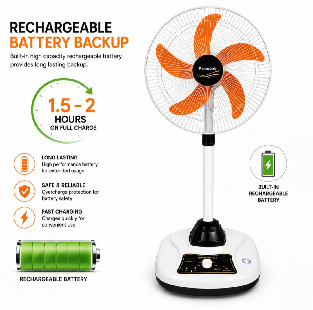 Orin 18" Rechargeable AC/DC Fan with Light – New Model