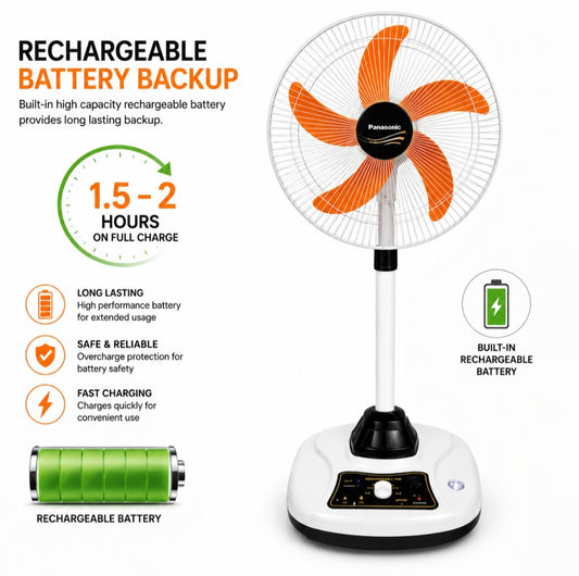 Orin 18" Rechargeable AC/DC Fan with Light – New Model